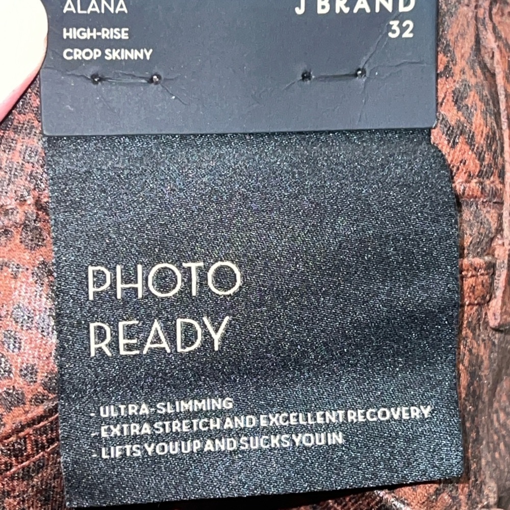 NWT J BRAND Alana High Rise Crop Skinny Jeans Animal Snake Brown Sz 32 Msrp $340 - Picture 8 of 15
